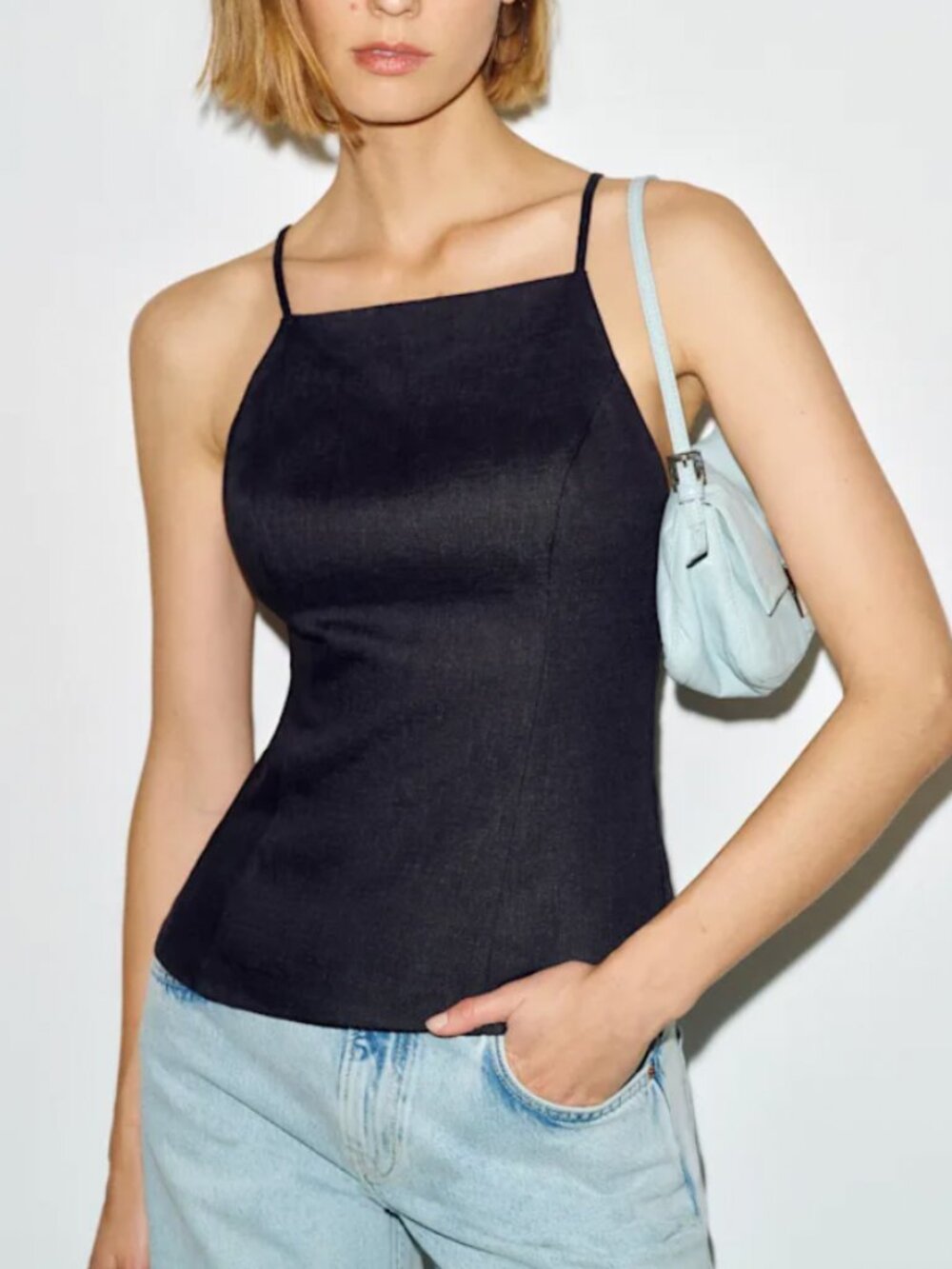 Reformation Finley Linen Top Sz4 Black Noir French Quiet Lux